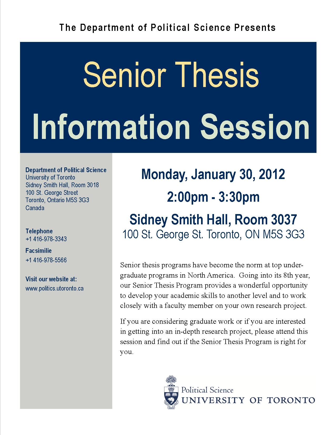 January 2012 Senior Thesis Info Session Poster