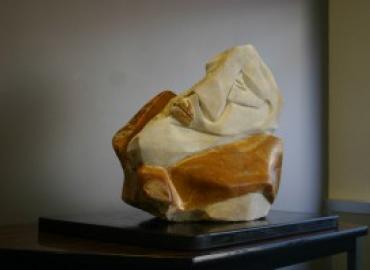 Moses (failing to get to the Promised Land), alabaster sculpture by Ronald Beiner